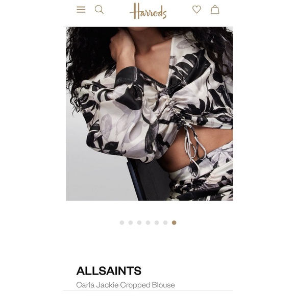 All Saints Carla Jackie Floral Silk Crop Top (Size: 8) - Picture 2 of 10